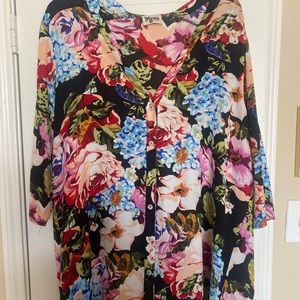 Show Me Your MuMu Black Floral Button-Front Tunic